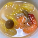 簡単★白菜、海老、キノコのにんにく風味の味噌スープ
